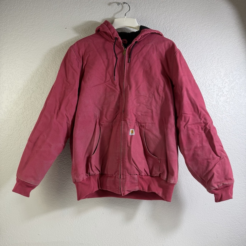 Vintage Carhartt WJ130 624 Women's Pink Workwear Jacket Quilt Lined Size Large L